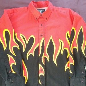 BROOKS & DUNN Button Up Western Shirt Flames